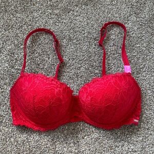 PINK Date Push Up Red Lace Bra, 36D